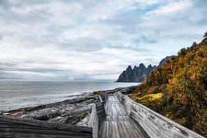 Holzweg entlang der K&uuml;ste von Senja - Norwegen Roadtrip