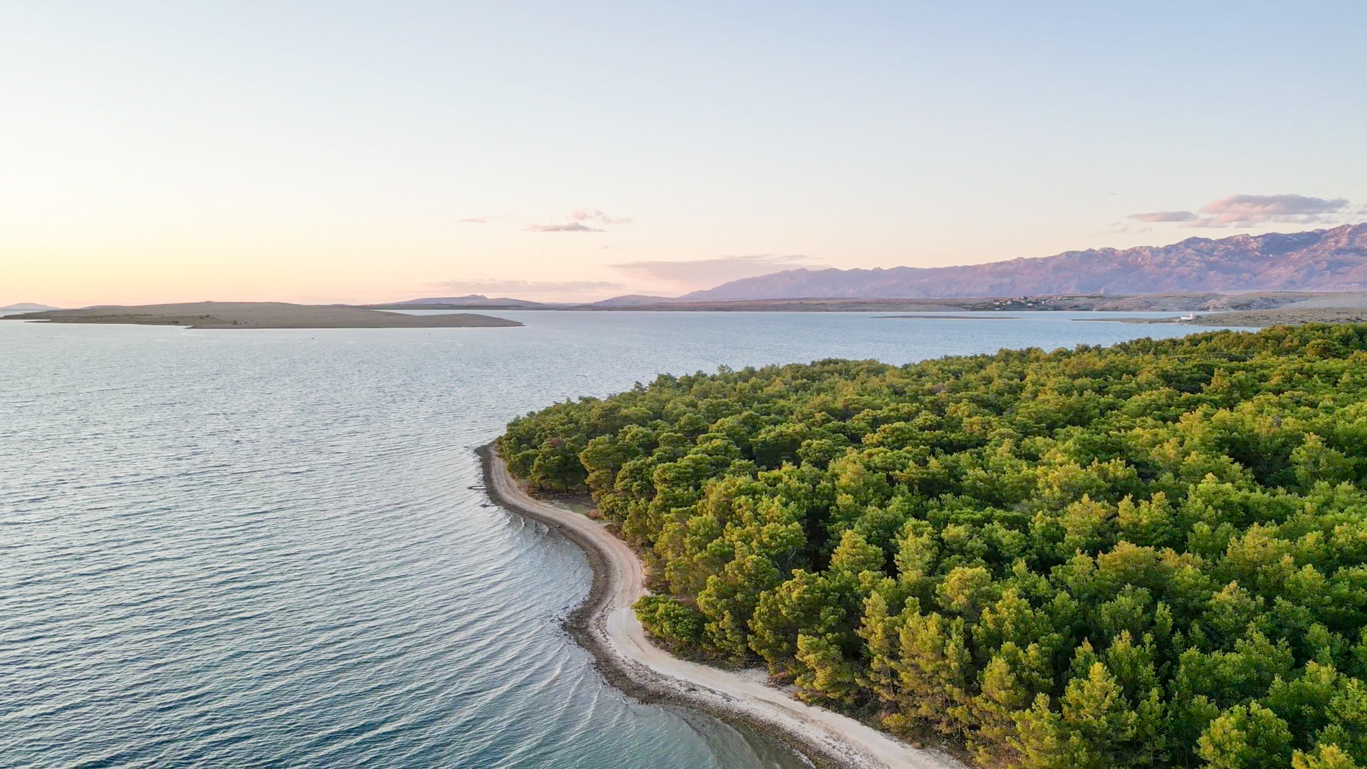 Versteckte Bucht mit Pinien und türkisblauem Meer bei Vrsi