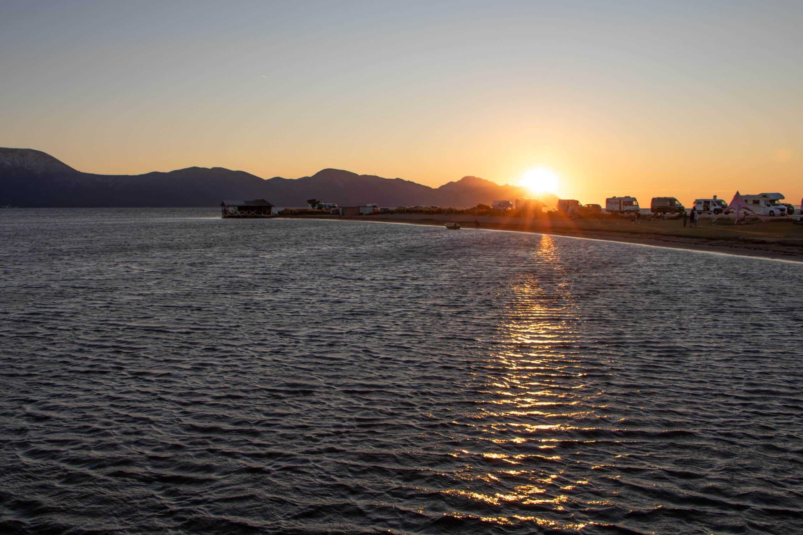 Sonnenuntergang am Ušće Neretve Strand - Balkan Roadtrip