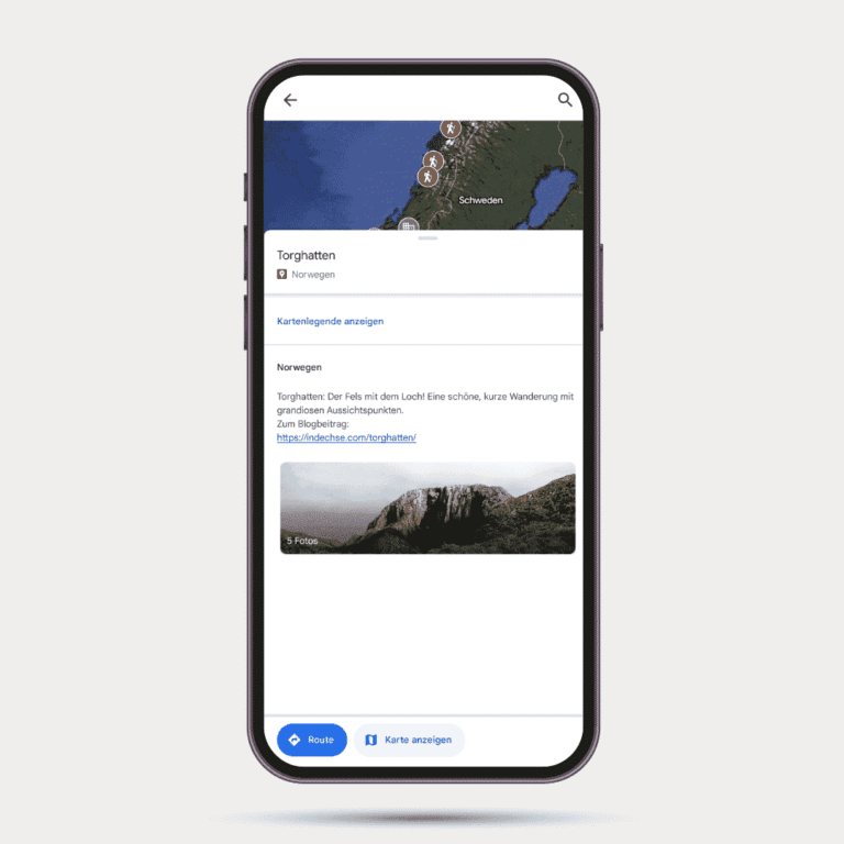 Reiseplanung mit den Google Maps Karten
