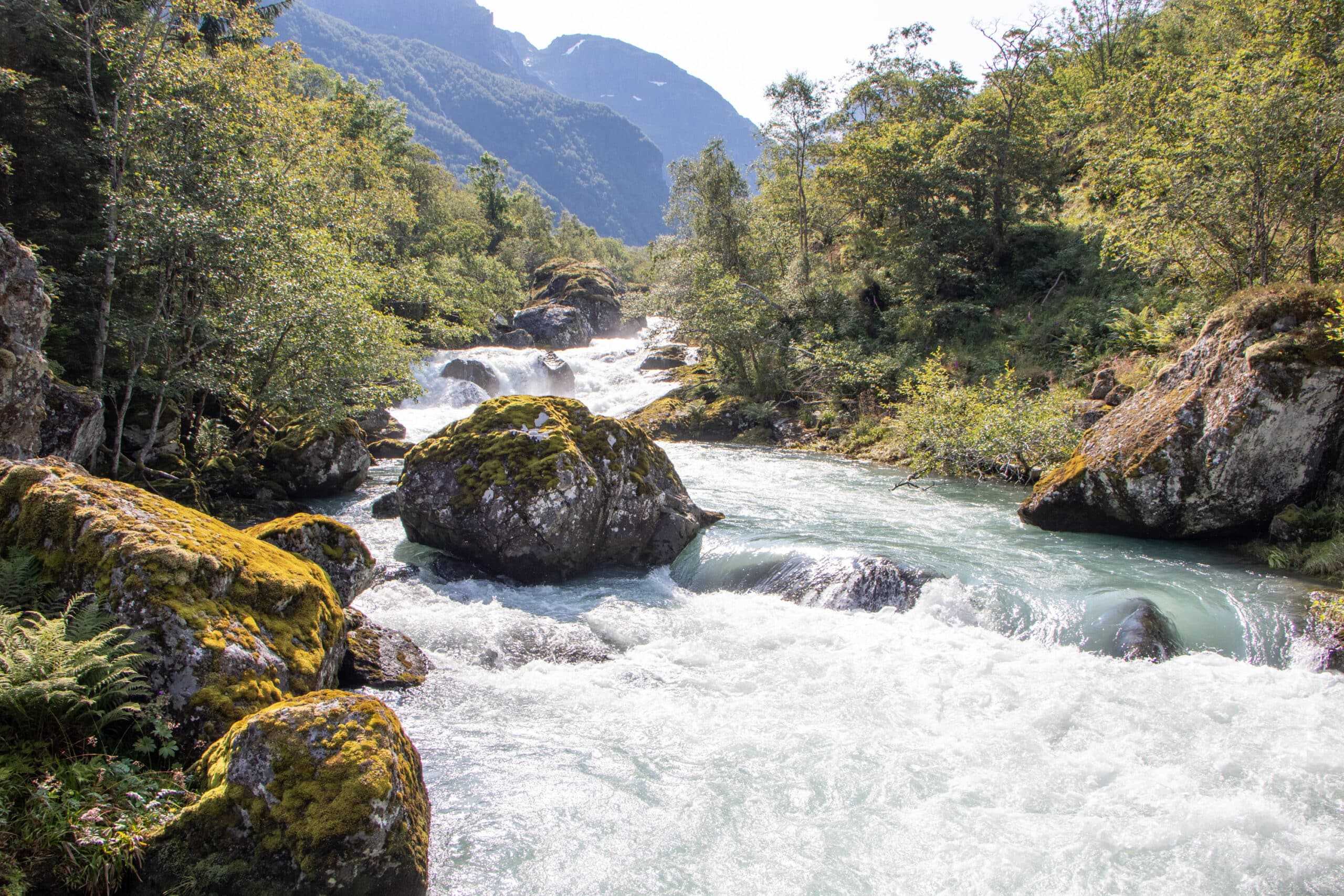 Fluss und Felsen in norwegischer Landschaft – Norwegen Roadtrip