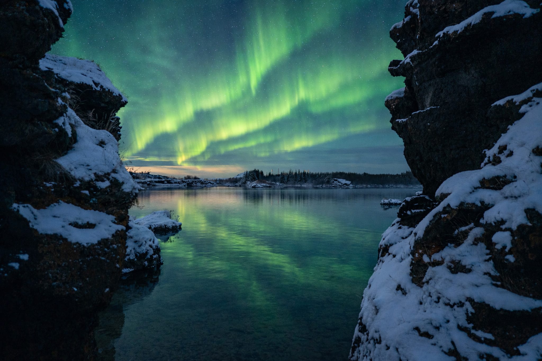 Nordlichter am Myvatn im Winter
